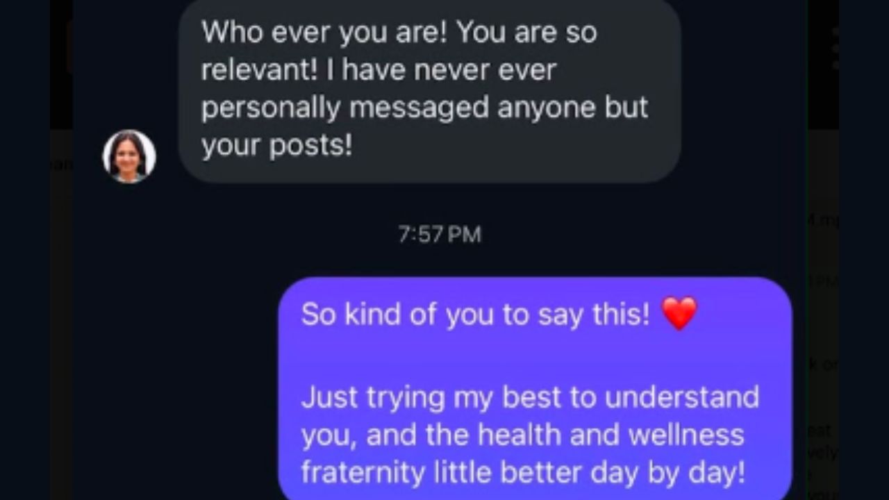 Audience message appreciating relevant content